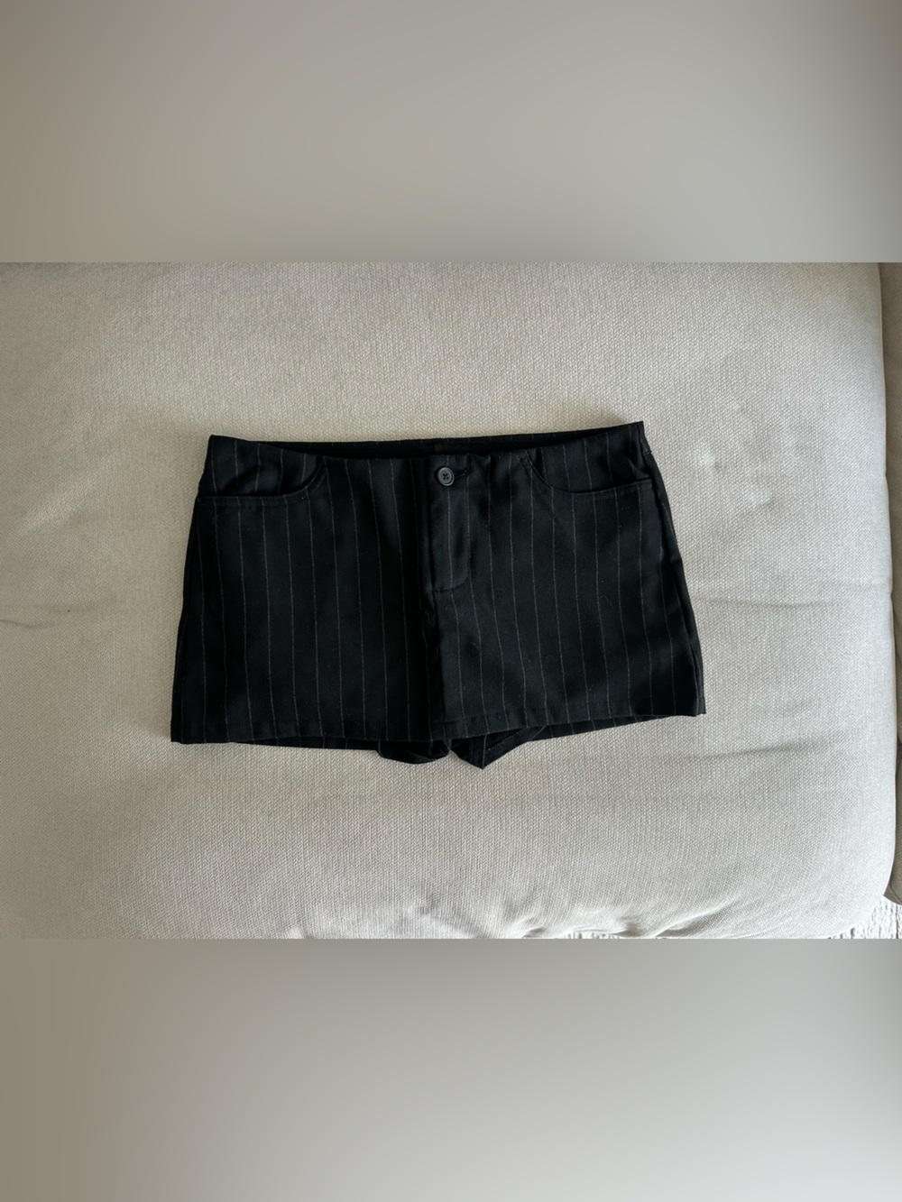Brandy Melville Black Pinstripe Flat-Front Skort